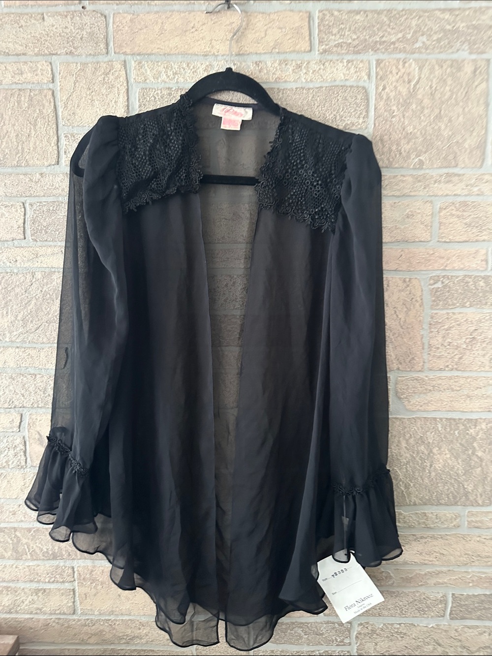 NWT Vintage boho style Flora Nikrooz sheer cardigan Bell Sleeves
